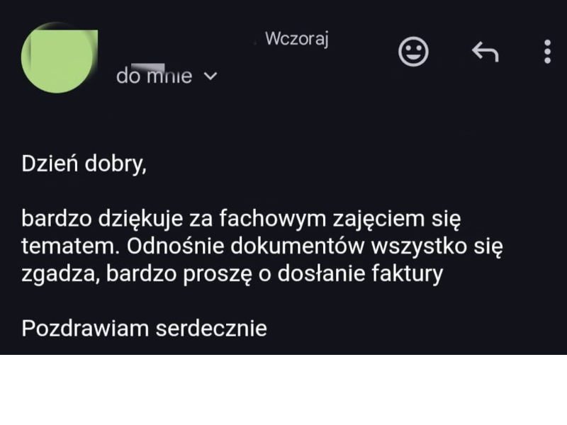 Opinia zadowlonego klienta